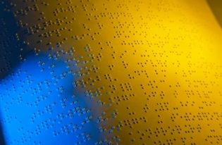 Photo of open braille book